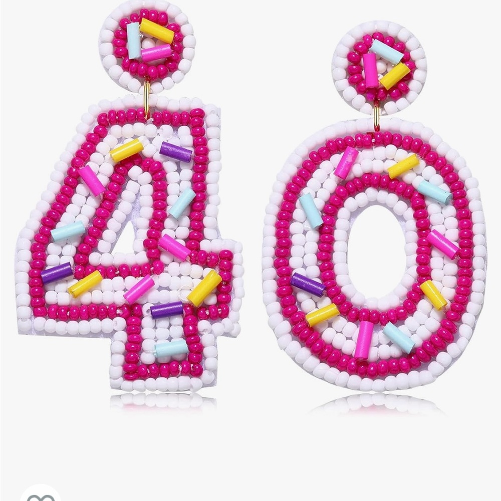 Beaded Birthday Cake Handmade Drop Dangle Earrings Celebration